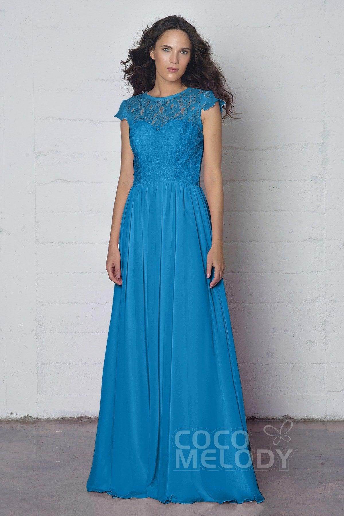 Sheath-Column Floor Length Lace and Chiffon Dress LOZF1503E