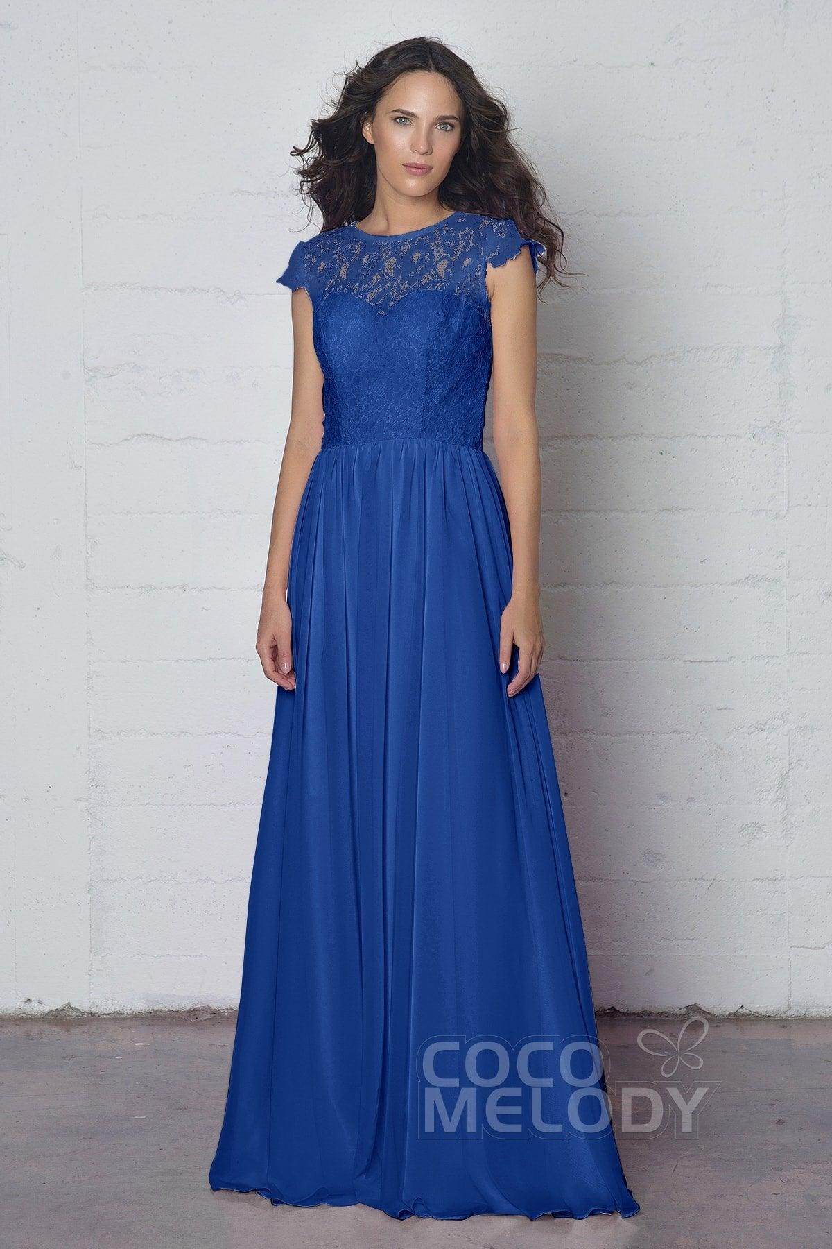 Sheath-Column Floor Length Lace and Chiffon Dress LOZF1503E