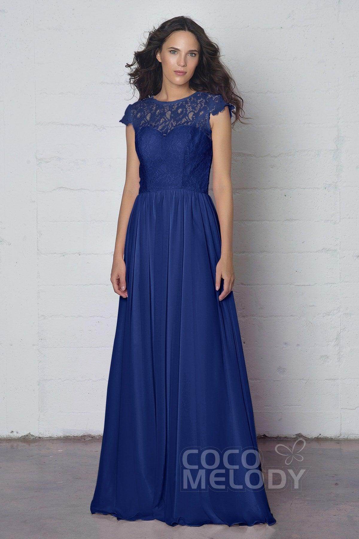 Sheath-Column Floor Length Lace and Chiffon Dress LOZF1503E