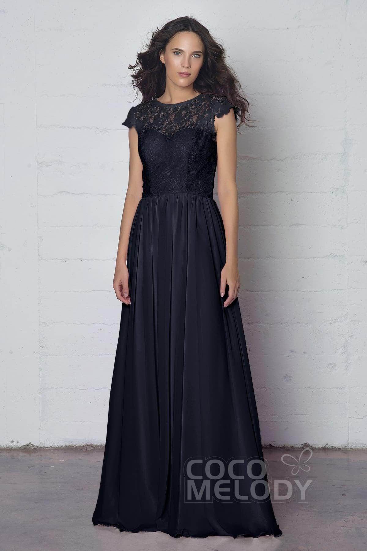 Sheath-Column Floor Length Lace and Chiffon Dress LOZF1503E
