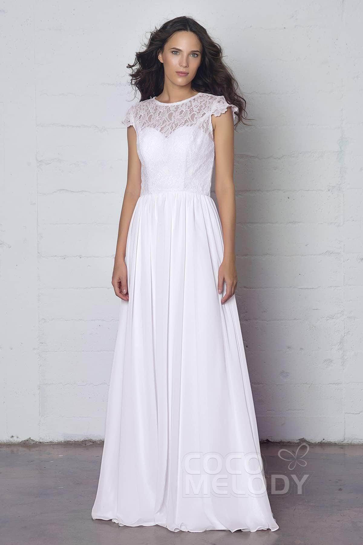 Sheath-Column Floor Length Lace and Chiffon Dress LOZF1503E