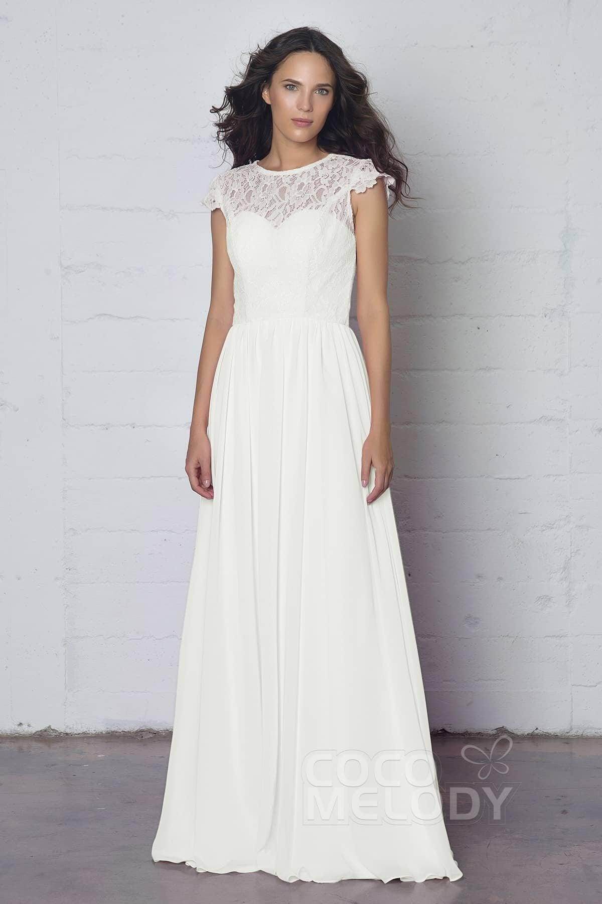 Sheath-Column Floor Length Lace and Chiffon Dress LOZF1503E