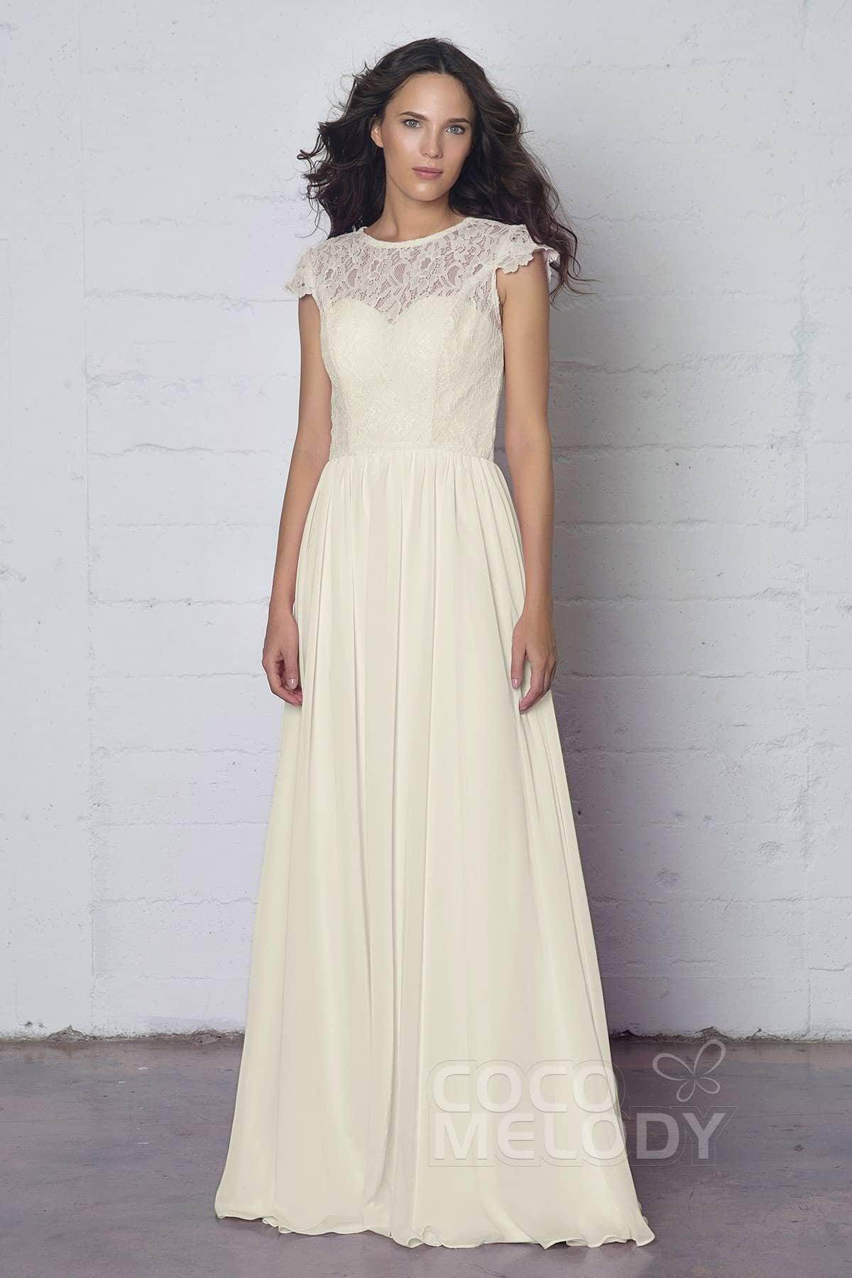 Sheath-Column Floor Length Lace and Chiffon Dress LOZF1503E