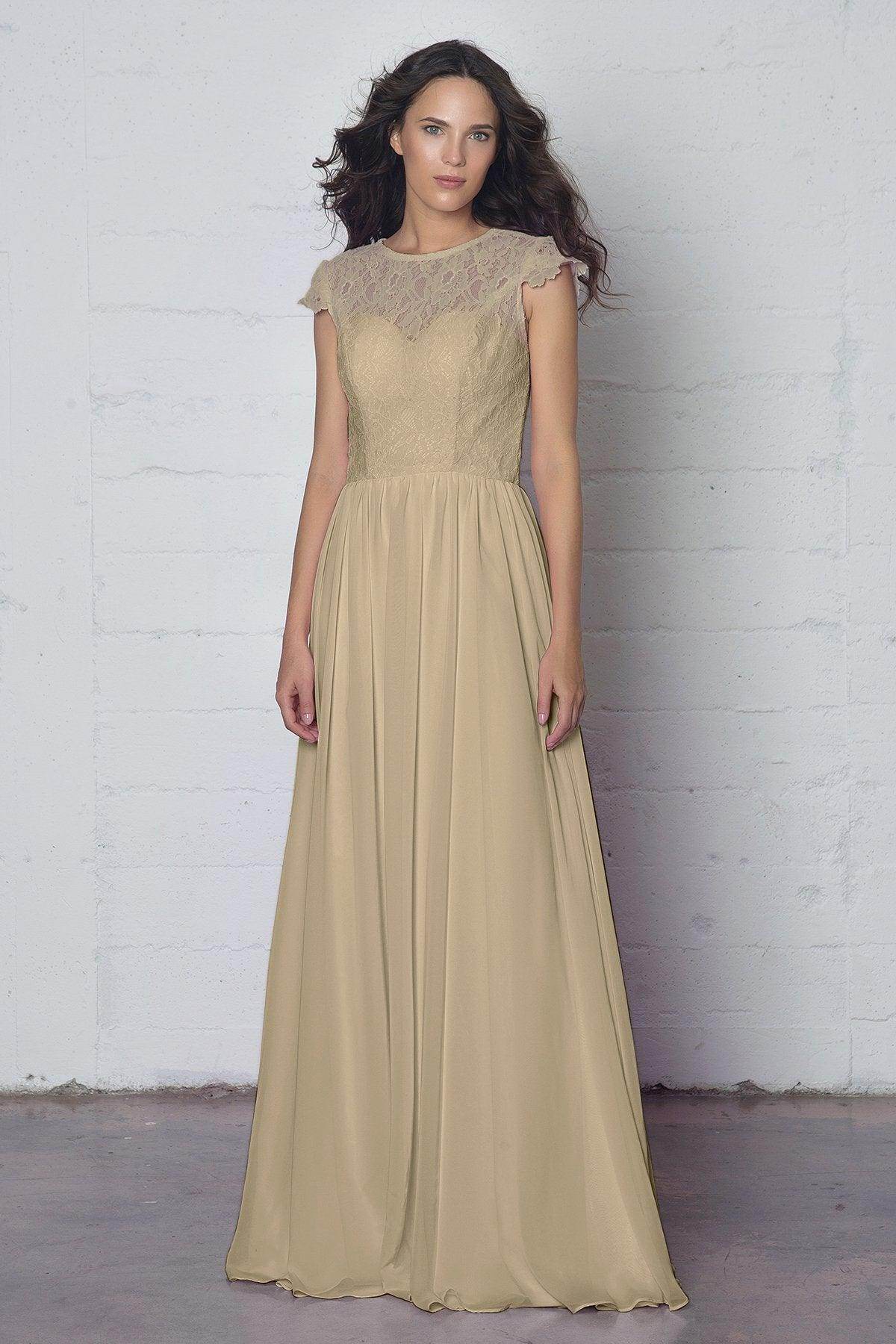 Sheath-Column Floor Length Lace and Chiffon Dress LOZF1503E