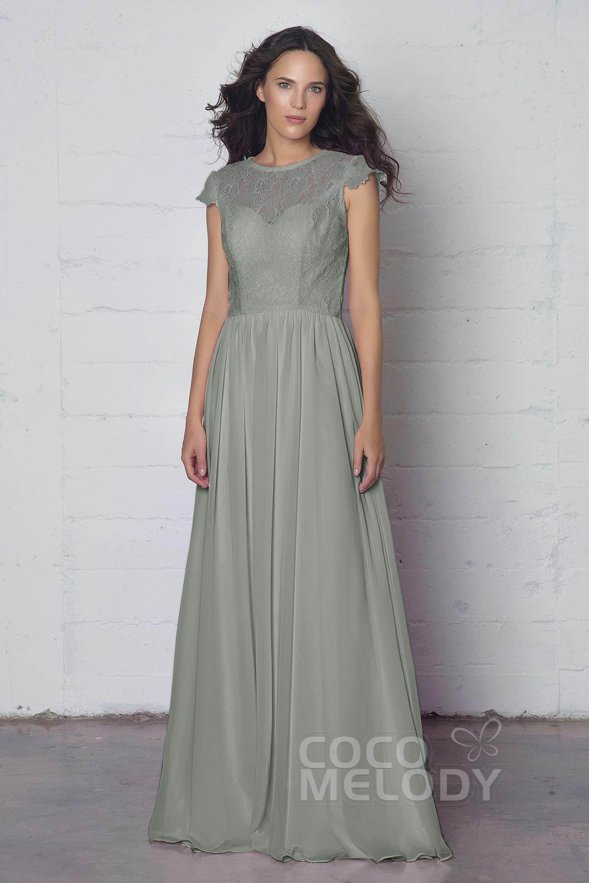 Sheath-Column Floor Length Lace and Chiffon Dress LOZF1503E