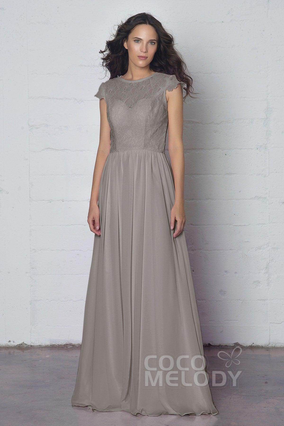 Sheath-Column Floor Length Lace and Chiffon Dress LOZF1503E