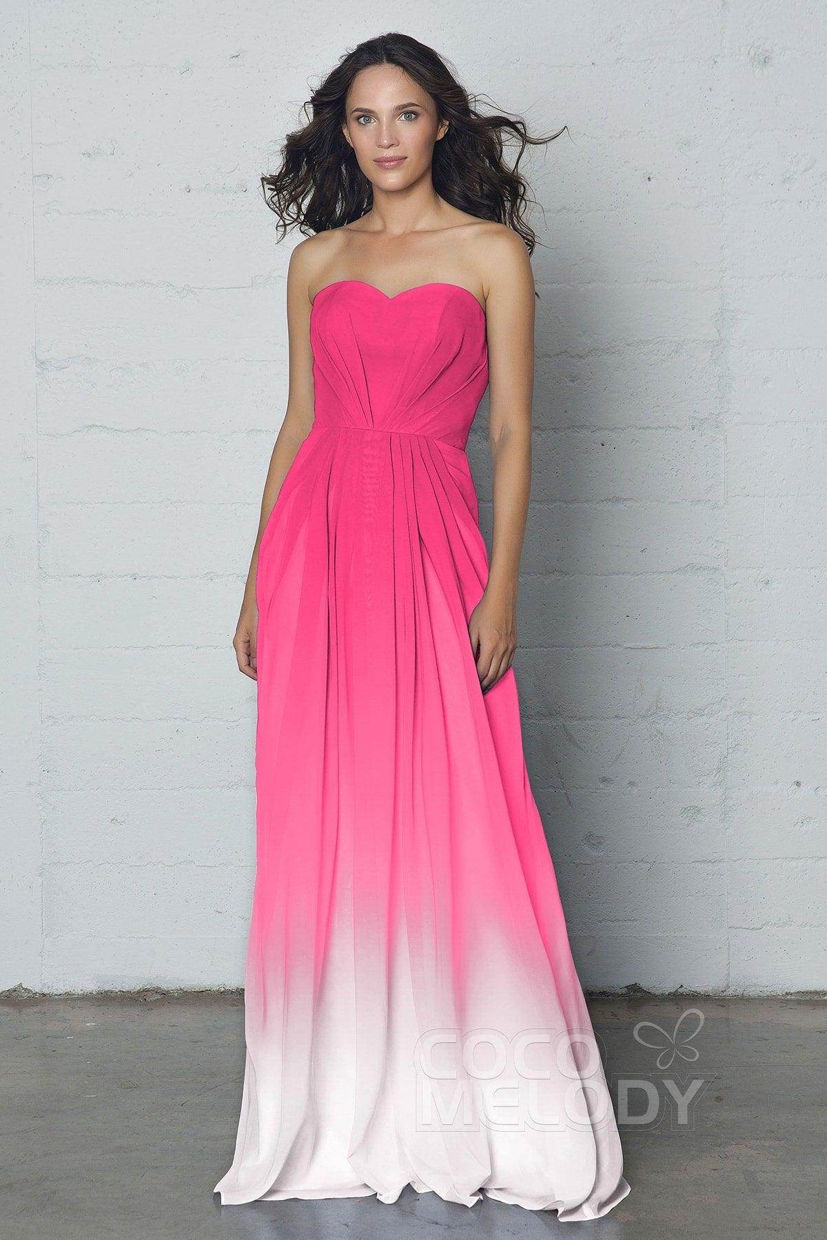 A-Line Floor Length Chiffon Ombre Dress LOZF15045