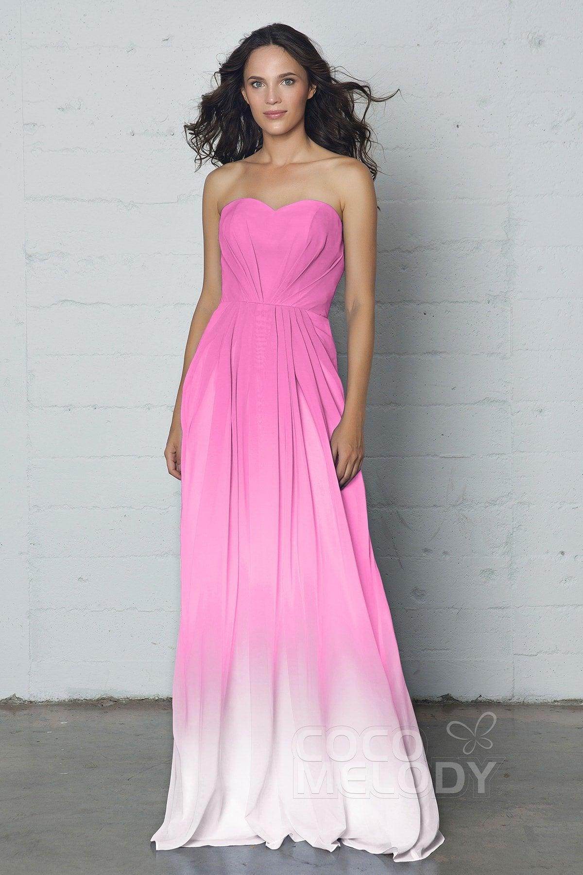 A-Line Floor Length Chiffon Ombre Dress LOZF15045
