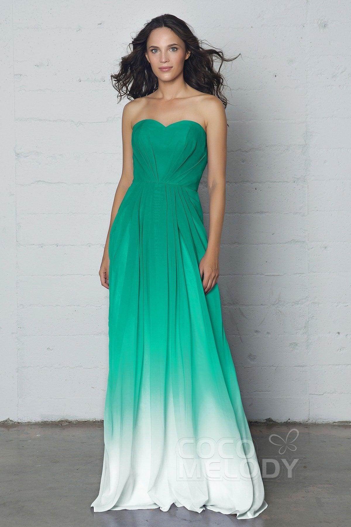 A-Line Floor Length Chiffon Ombre Dress LOZF15045