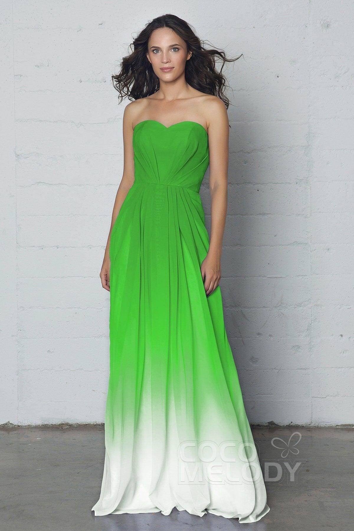 A-Line Floor Length Chiffon Ombre Dress LOZF15045