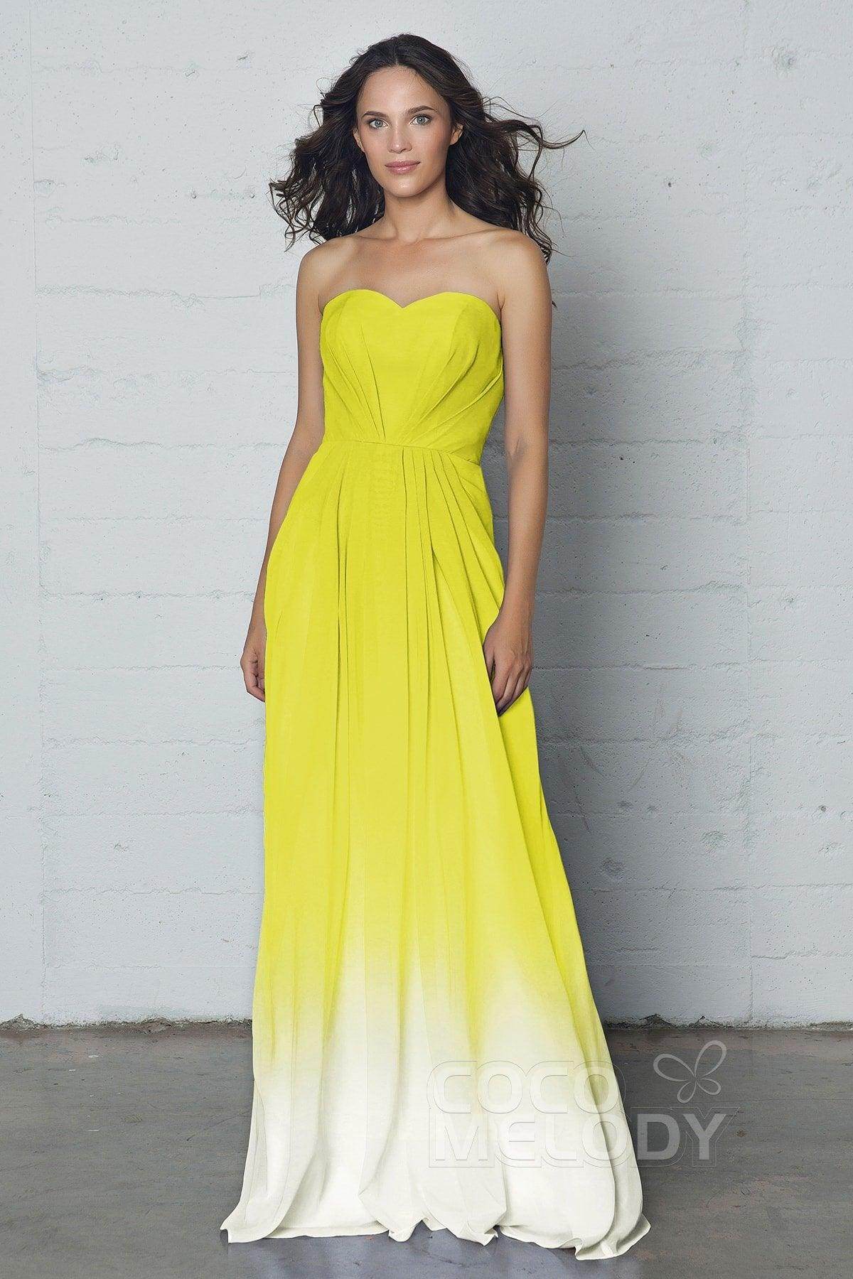 A-Line Floor Length Chiffon Ombre Dress LOZF15045