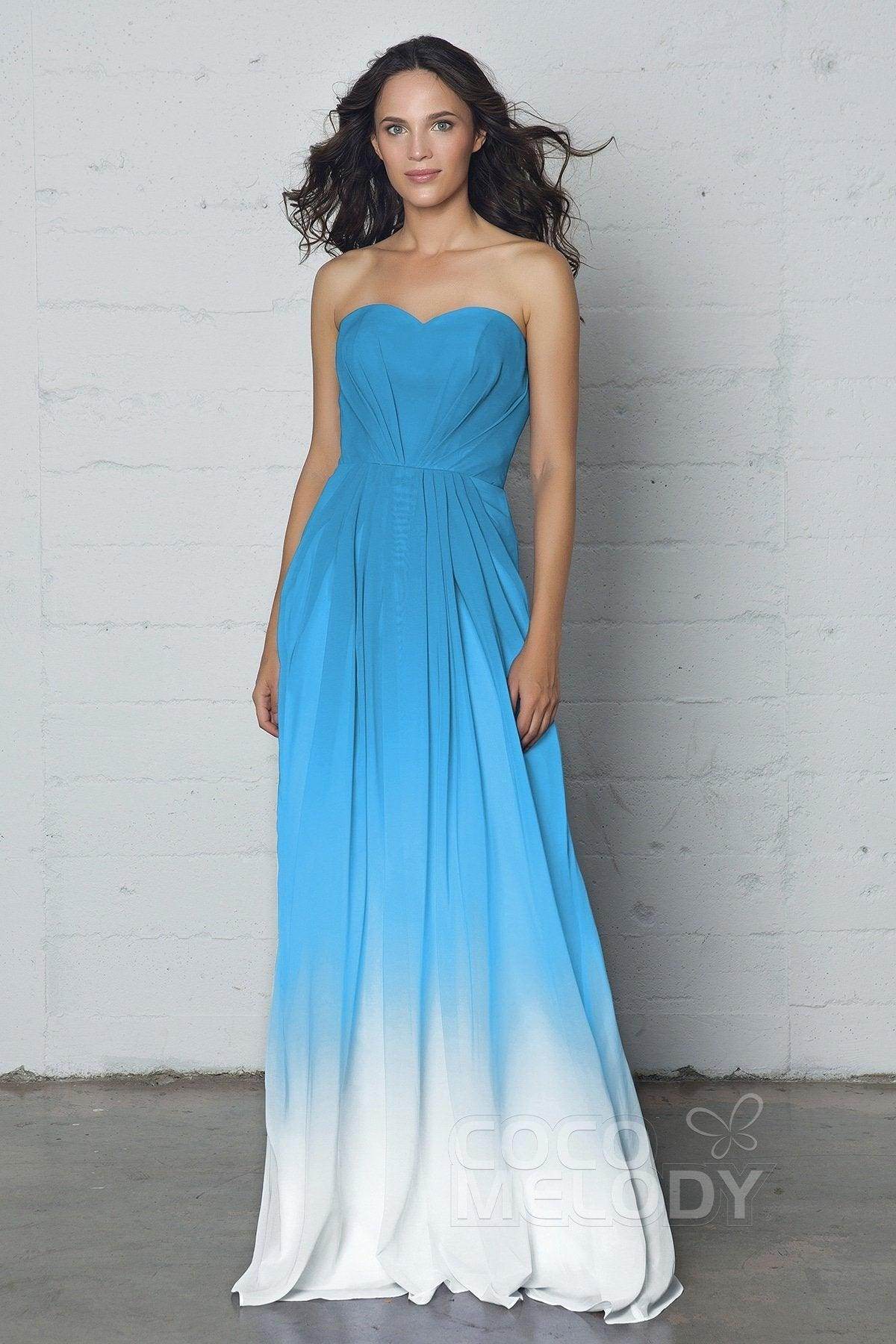 A-Line Floor Length Chiffon Ombre Dress LOZF15045