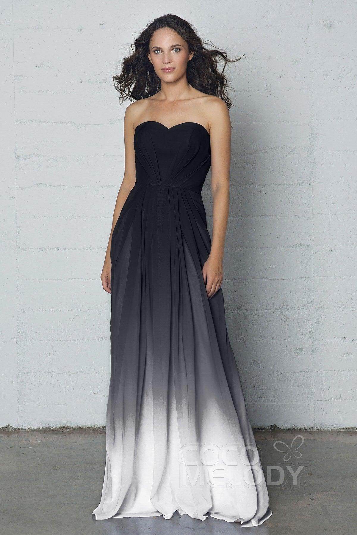 A-Line Floor Length Chiffon Ombre Dress LOZF15045