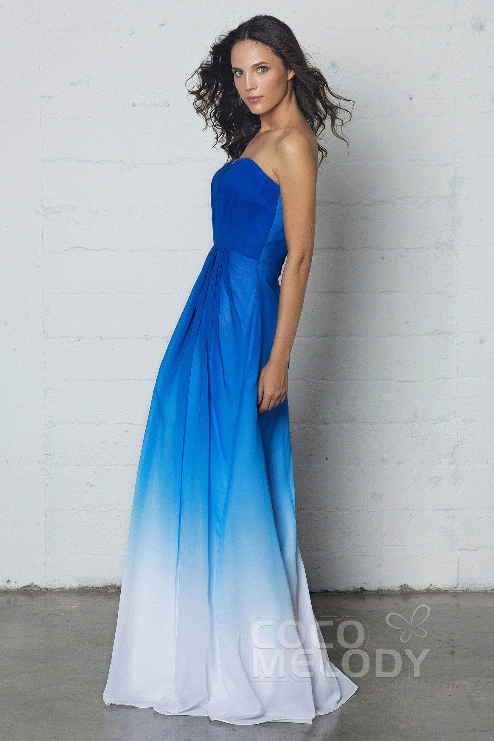 A-Line Floor Length Chiffon Ombre Dress LOZF15045