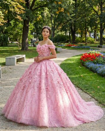 A Line Appliques Off the Shoulder Sweet Quinceanera Dresses with Beading