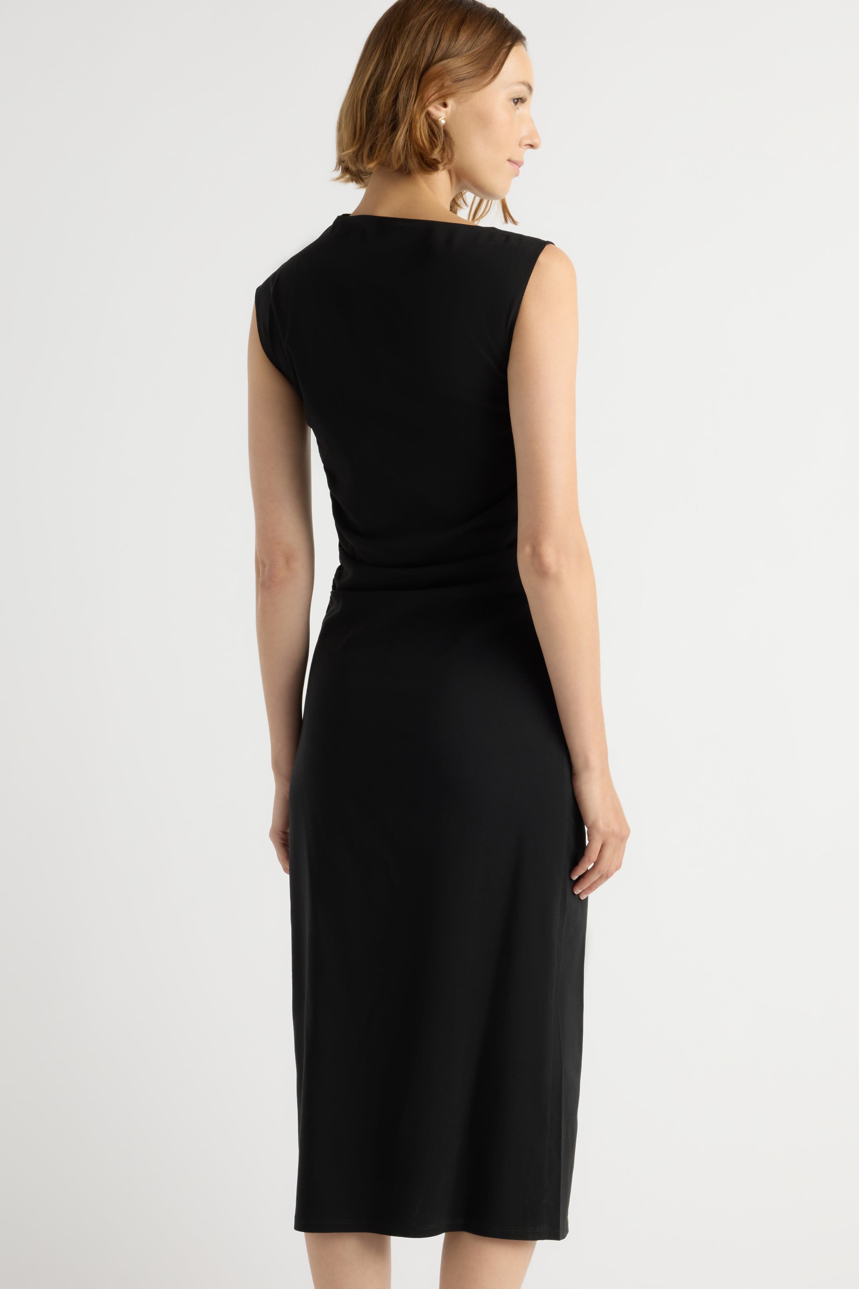 Manon Asymmetric-Neck Ruched Dress
