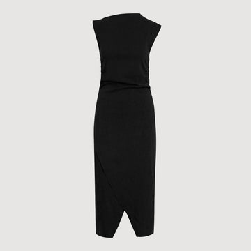 Manon Asymmetric-Neck Ruched Dress (Petite)