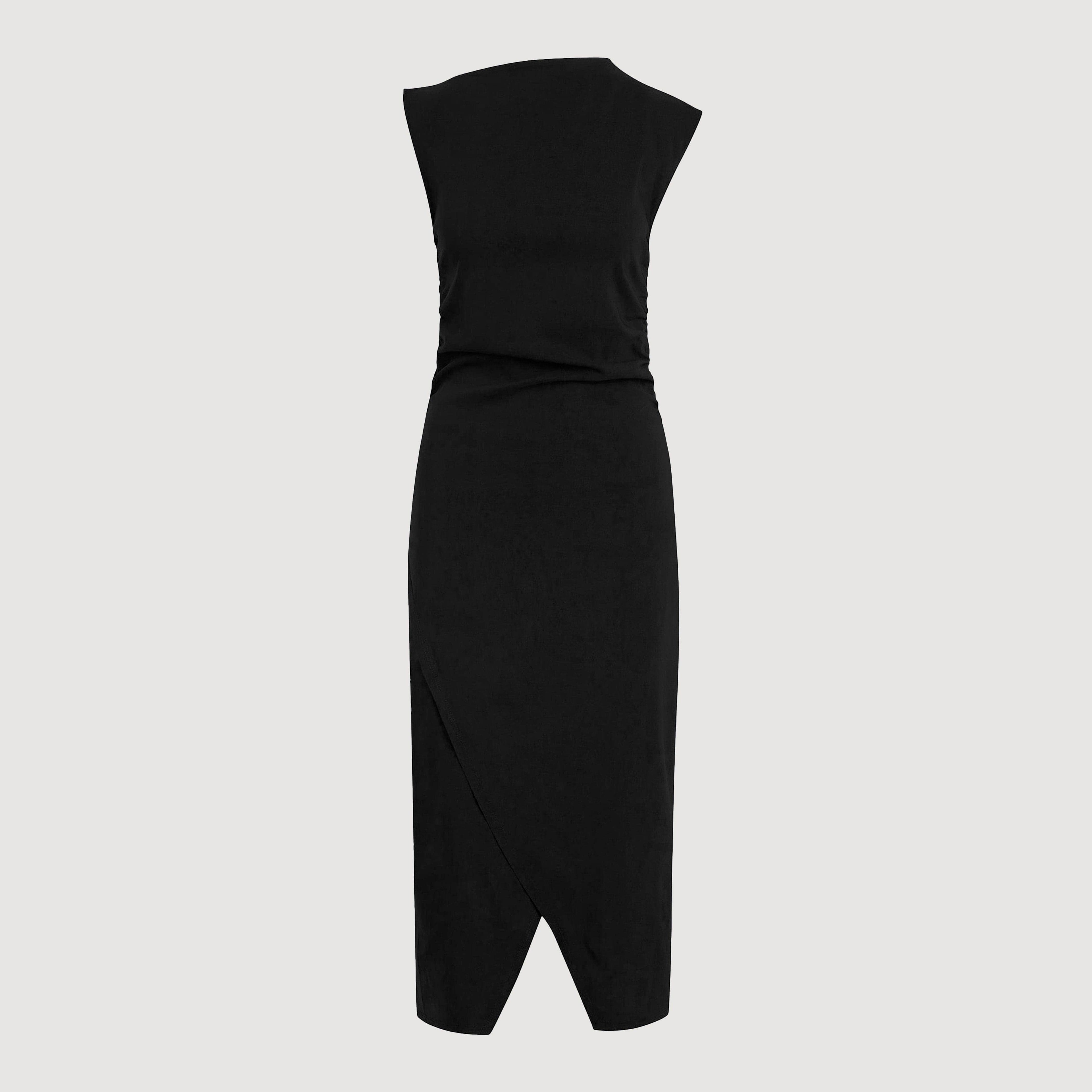 Manon Asymmetric-Neck Ruched Dress (Petite)