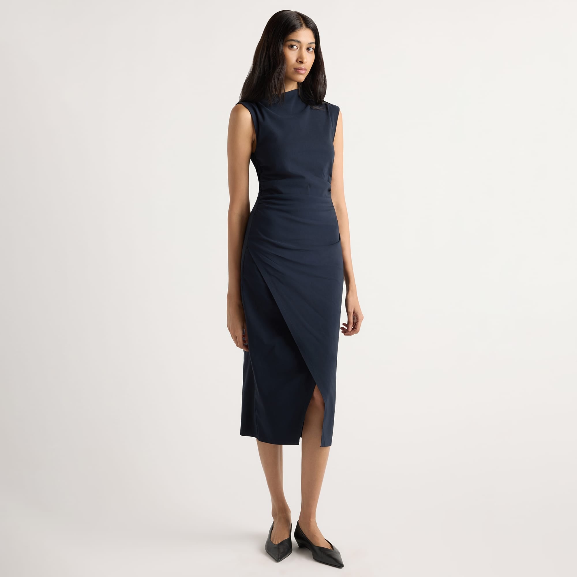 Manon Asymmetric-Neck Ruched Dress