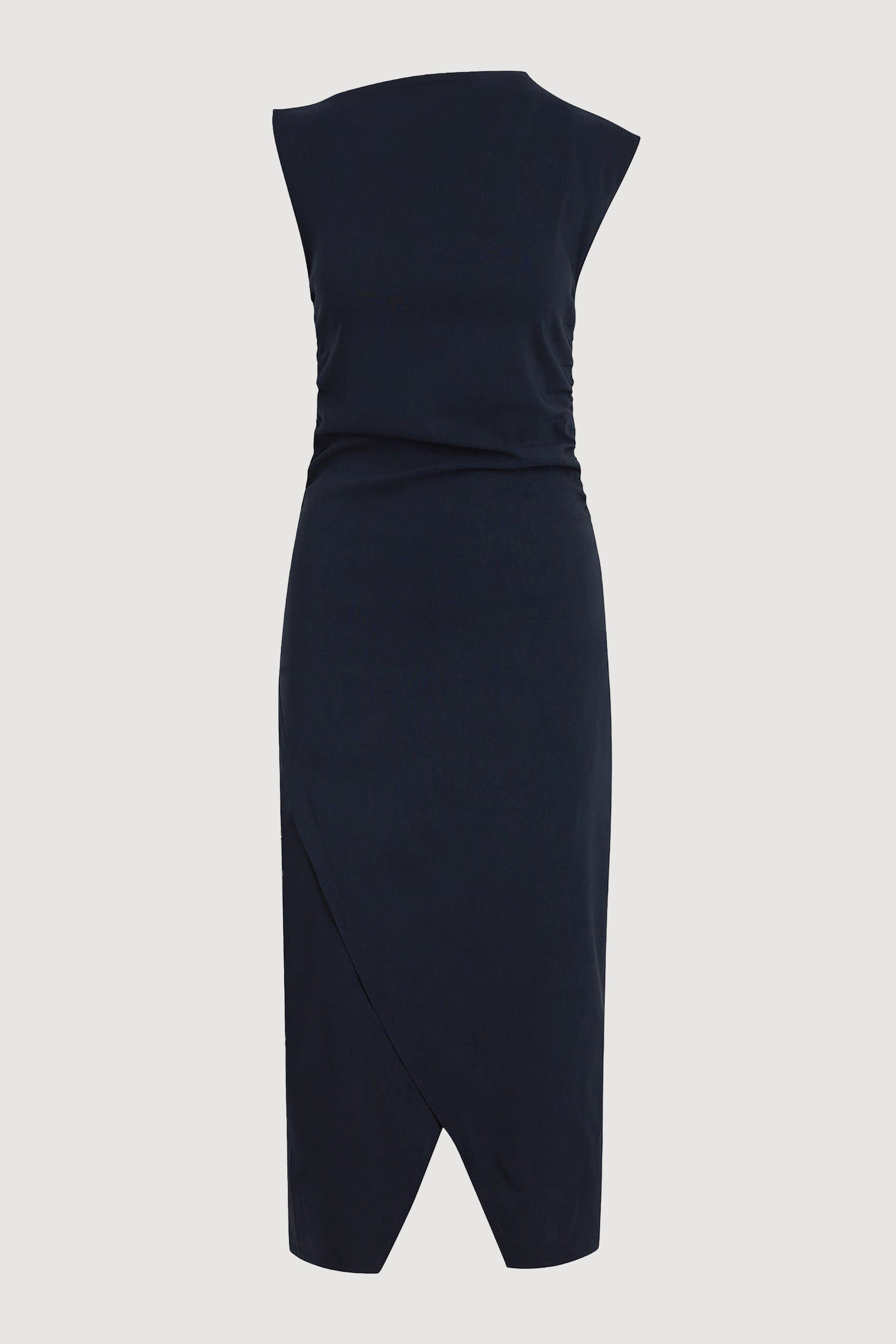 Manon Asymmetric-Neck Ruched Dress