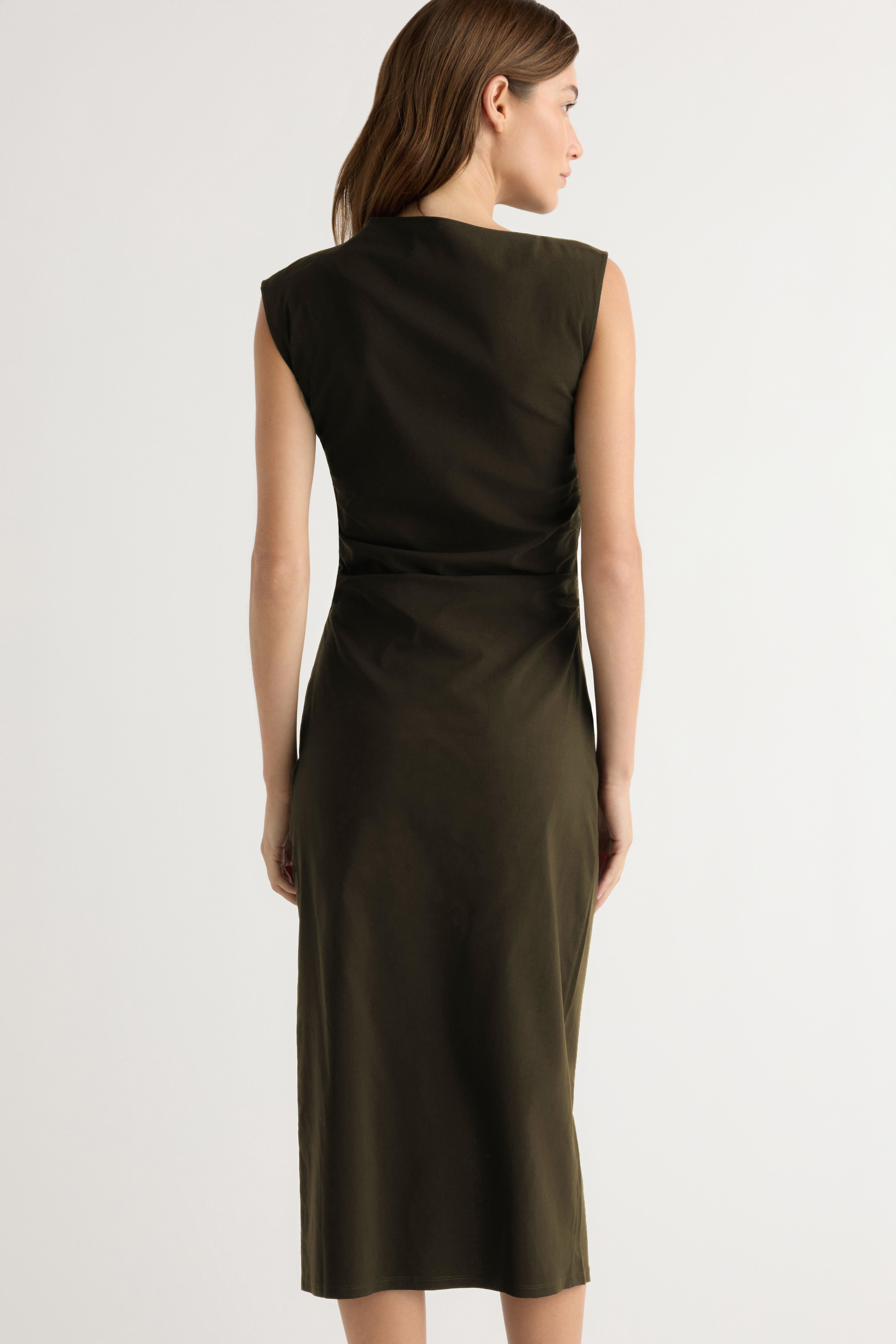 Manon Asymmetric-Neck Ruched Dress