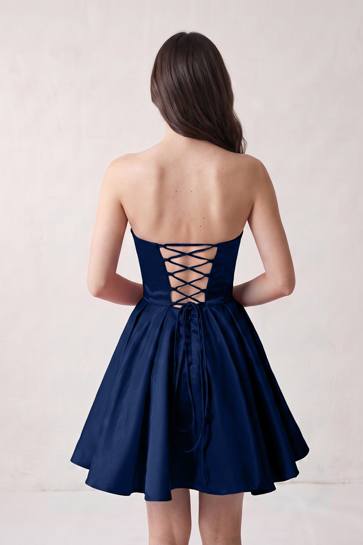 A Line Strapless Satin Homecoming Dress