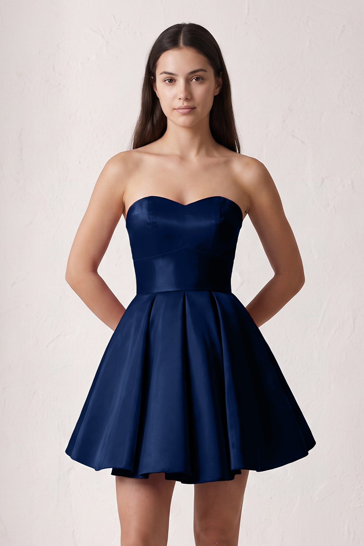 A Line Strapless Satin Homecoming Dress