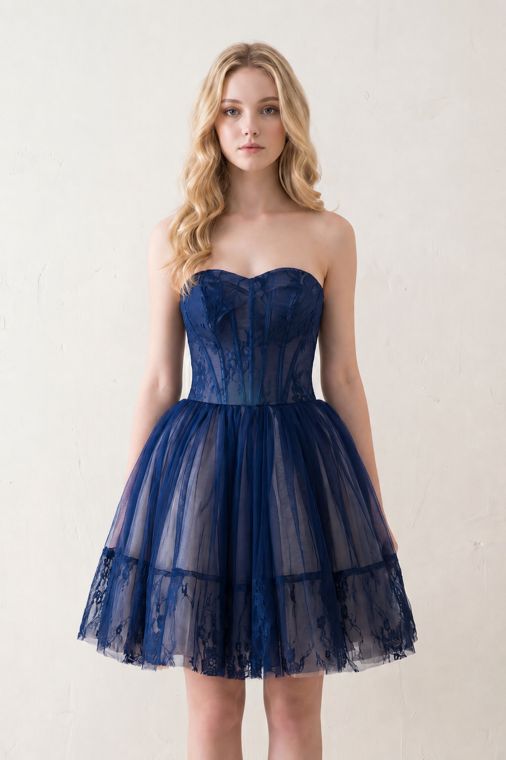 A line Strapless Tulle Homecoming Dress