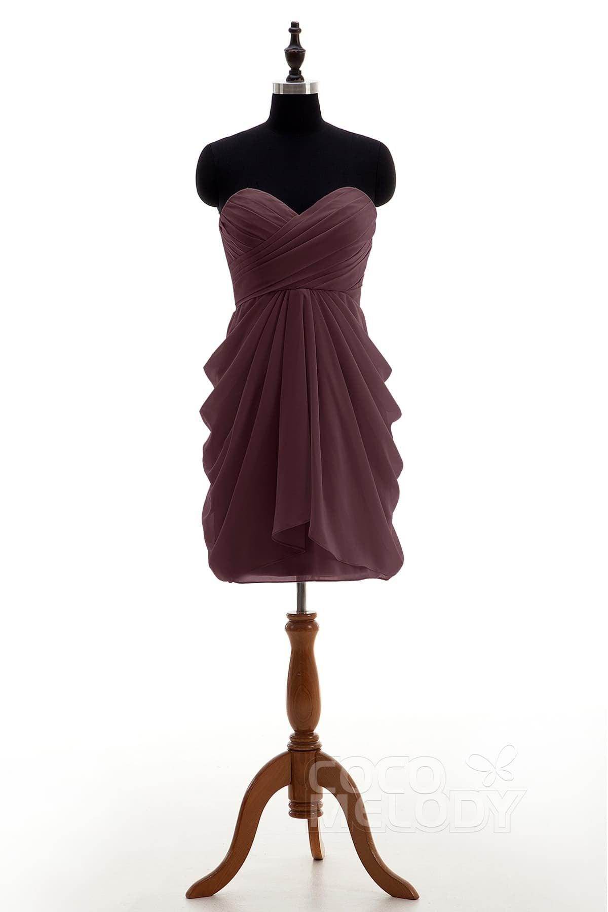 Sheath-Column Knee Length Chiffon Bridesmaid Dress NB2746
