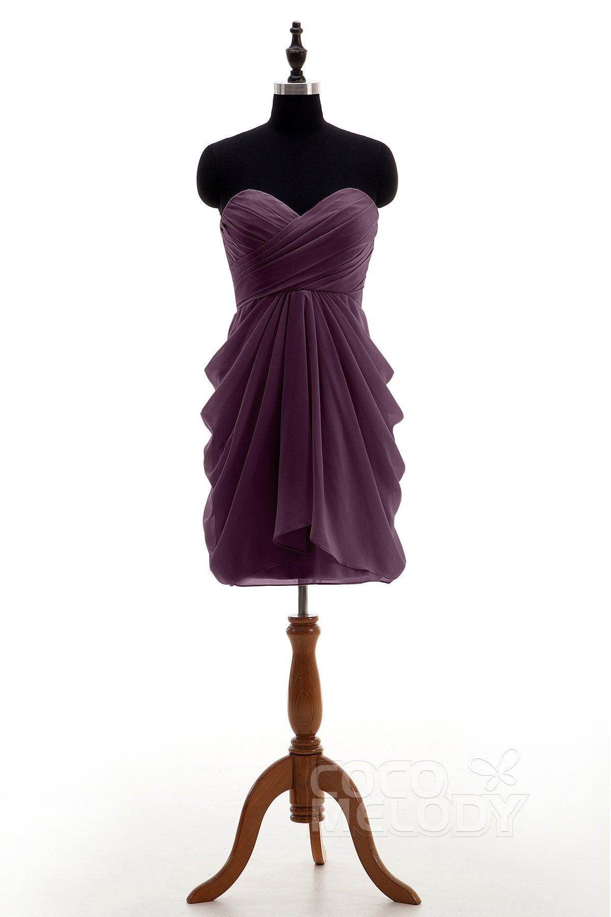 Sheath-Column Knee Length Chiffon Bridesmaid Dress NB2746