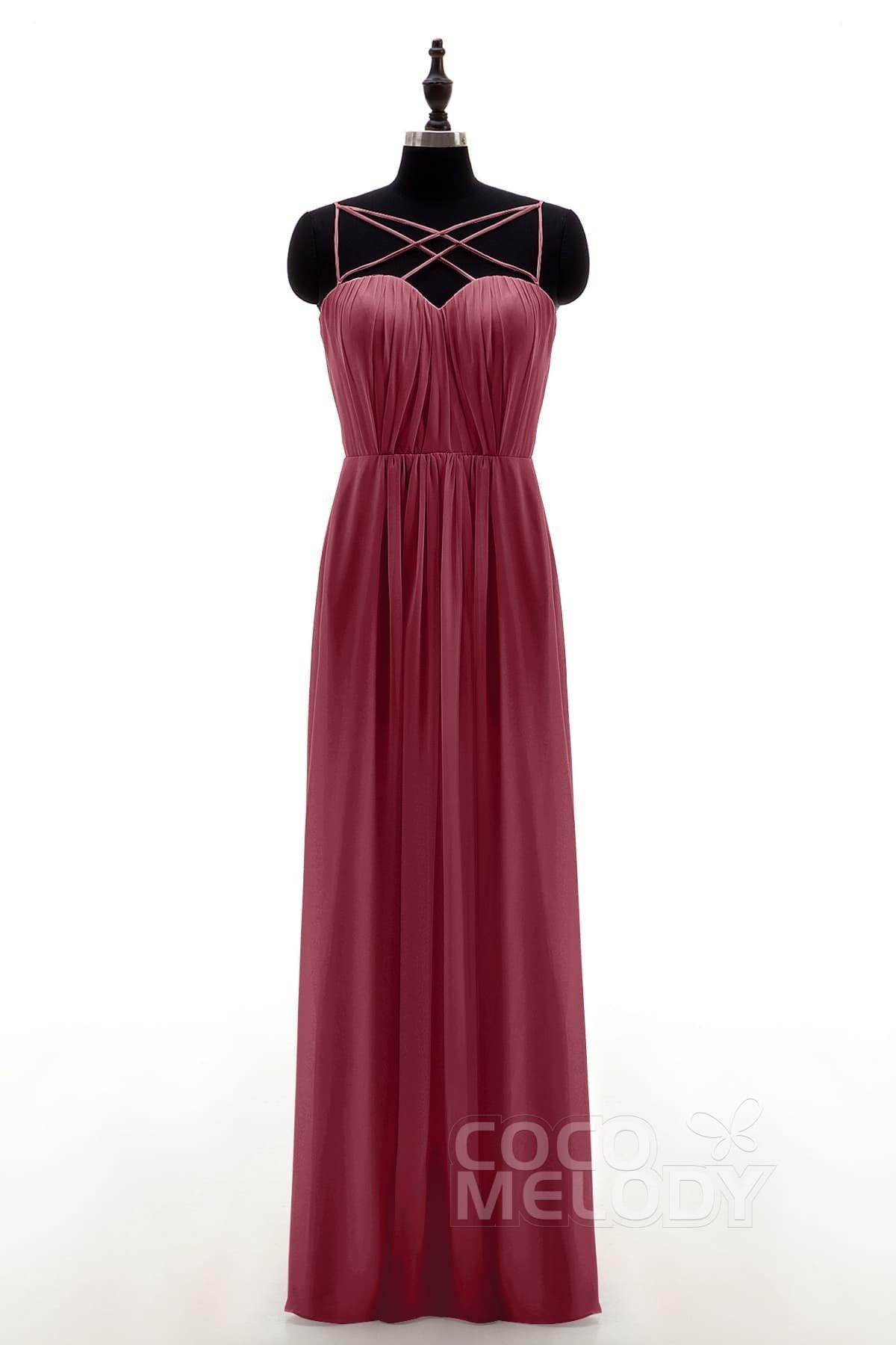 Sheath-Column Floor Length Chiffon Bridesmaid Dress NB3315
