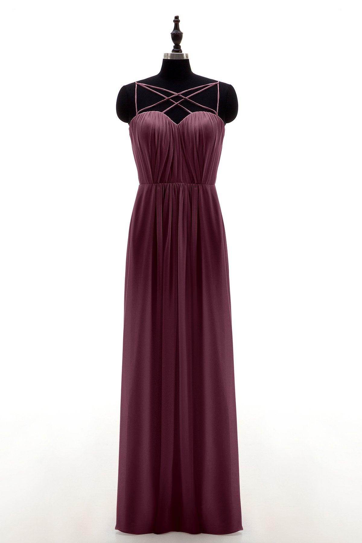 Sheath-Column Floor Length Chiffon Bridesmaid Dress NB3315