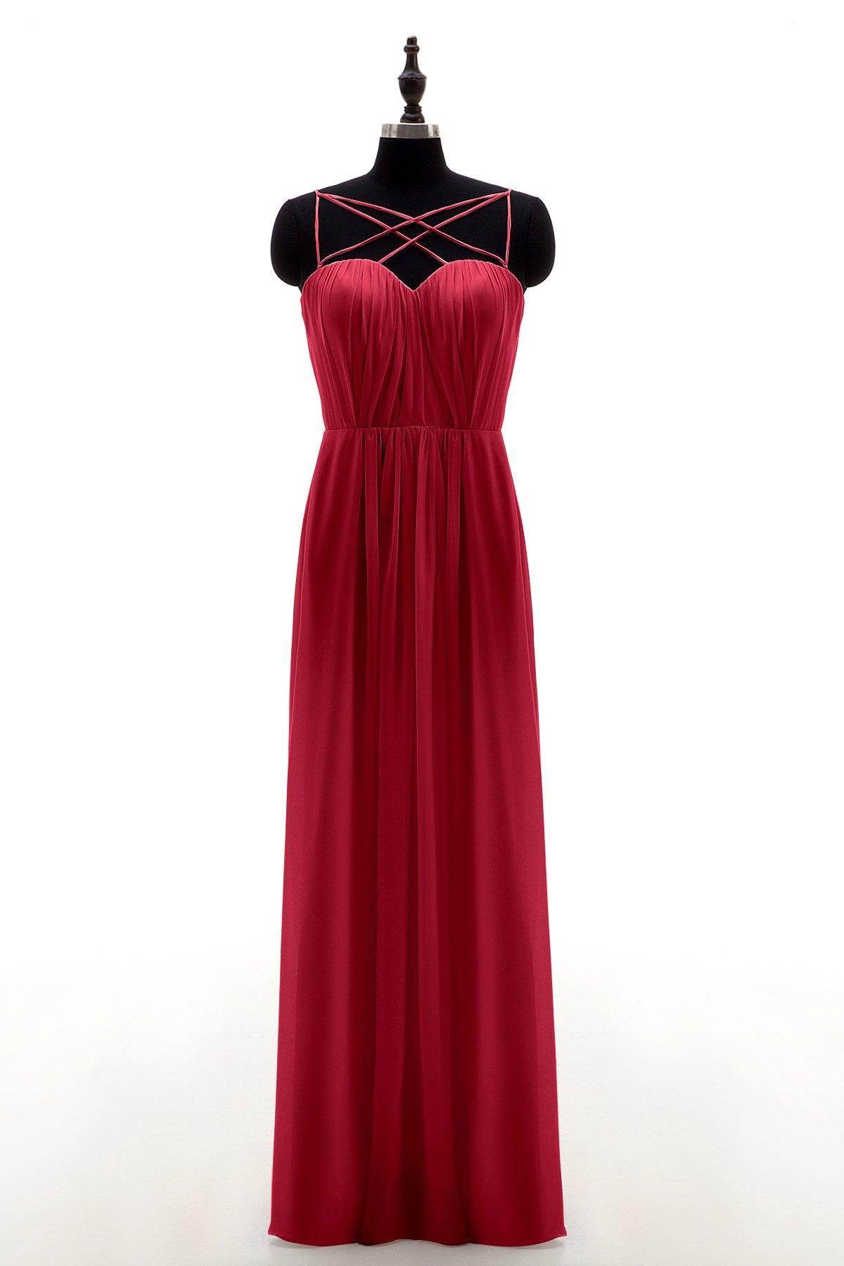 Sheath-Column Floor Length Chiffon Bridesmaid Dress NB3315