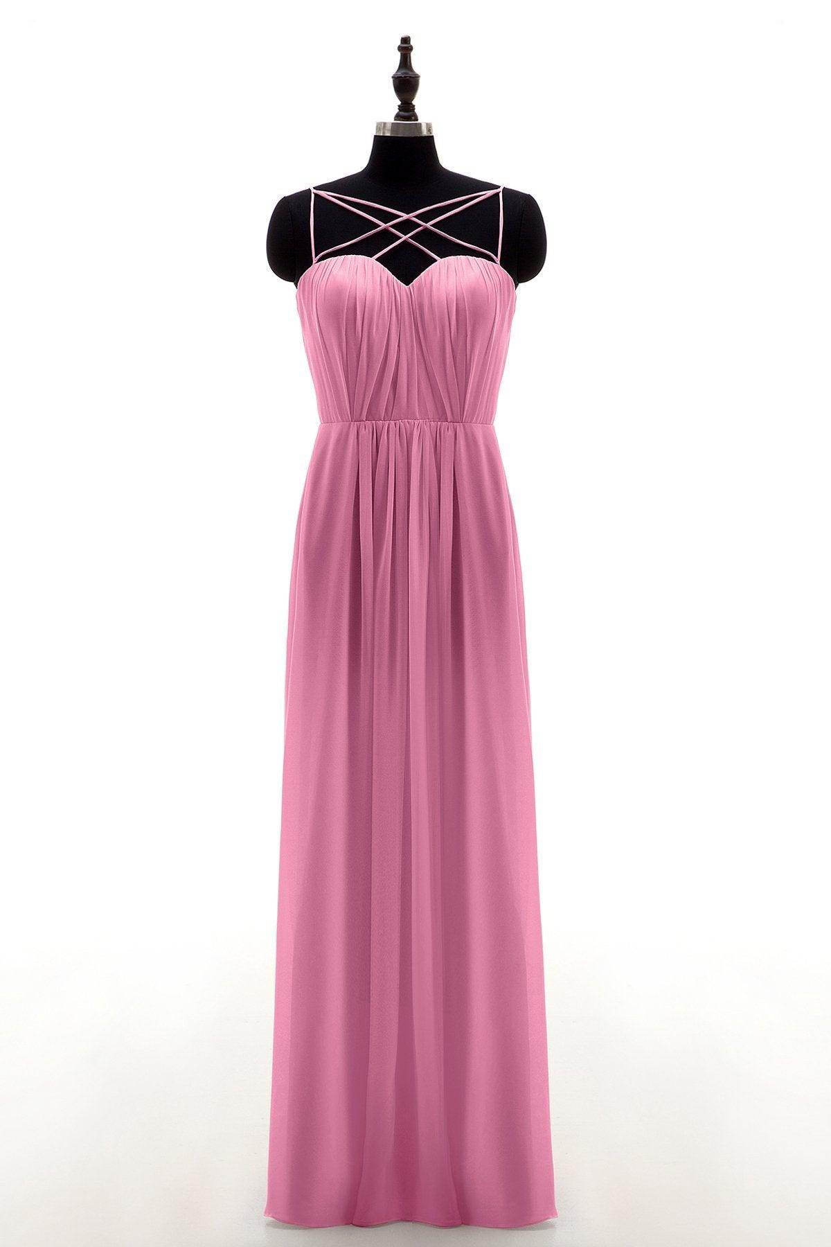 Sheath-Column Floor Length Chiffon Bridesmaid Dress NB3315