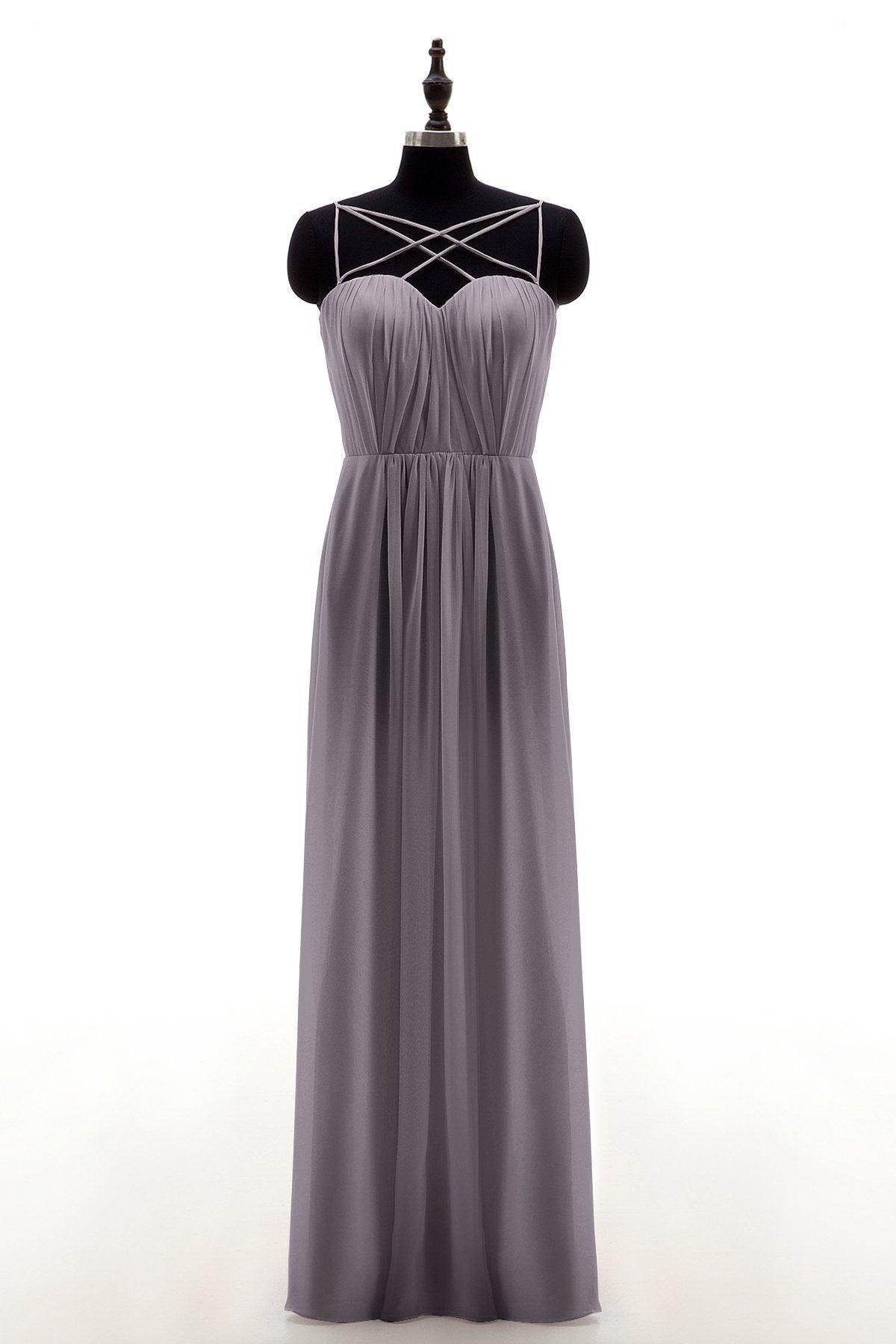 Sheath-Column Floor Length Chiffon Bridesmaid Dress NB3315