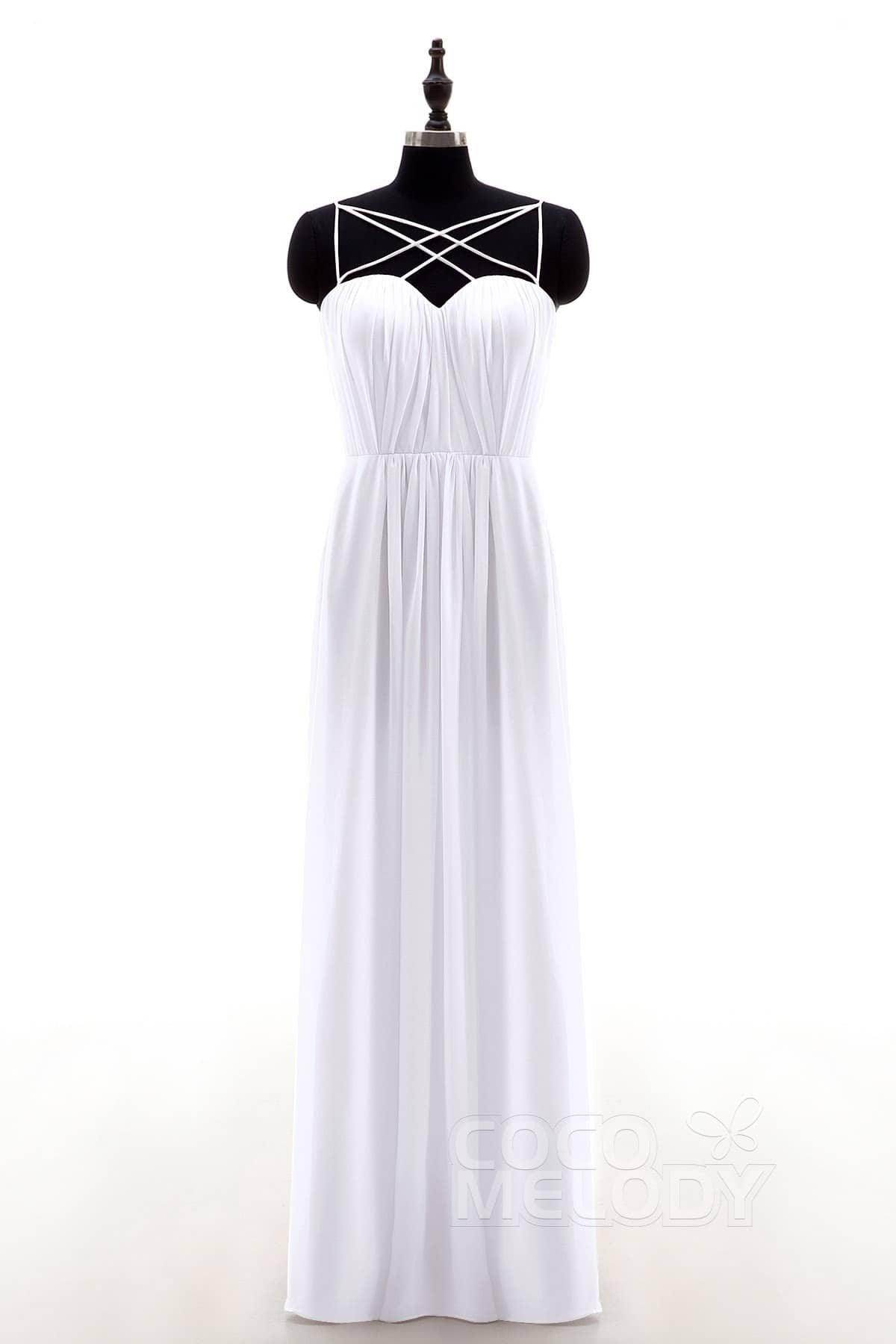 Sheath-Column Floor Length Chiffon Bridesmaid Dress NB3315