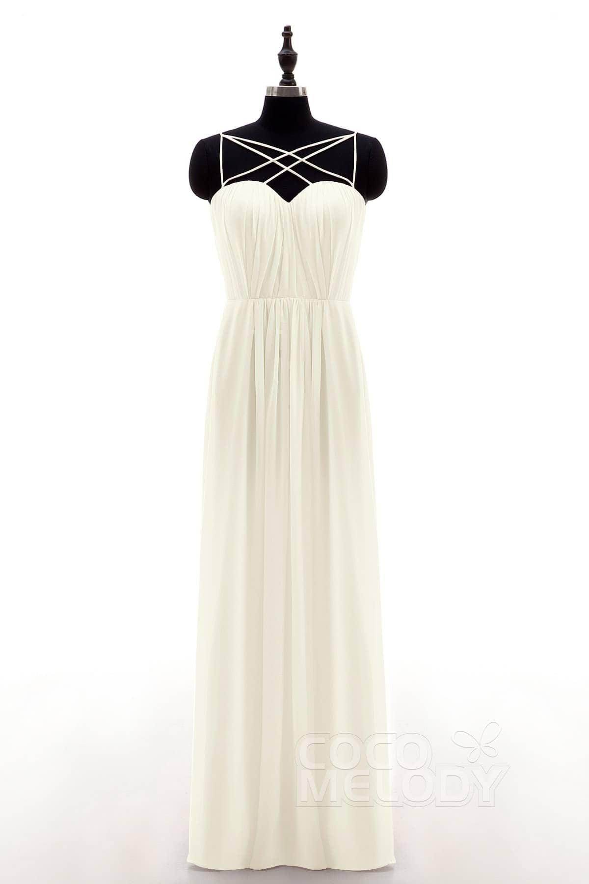 Sheath-Column Floor Length Chiffon Bridesmaid Dress NB3315