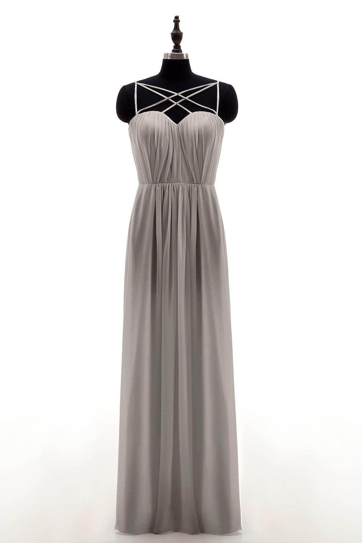 Sheath-Column Floor Length Chiffon Bridesmaid Dress NB3315