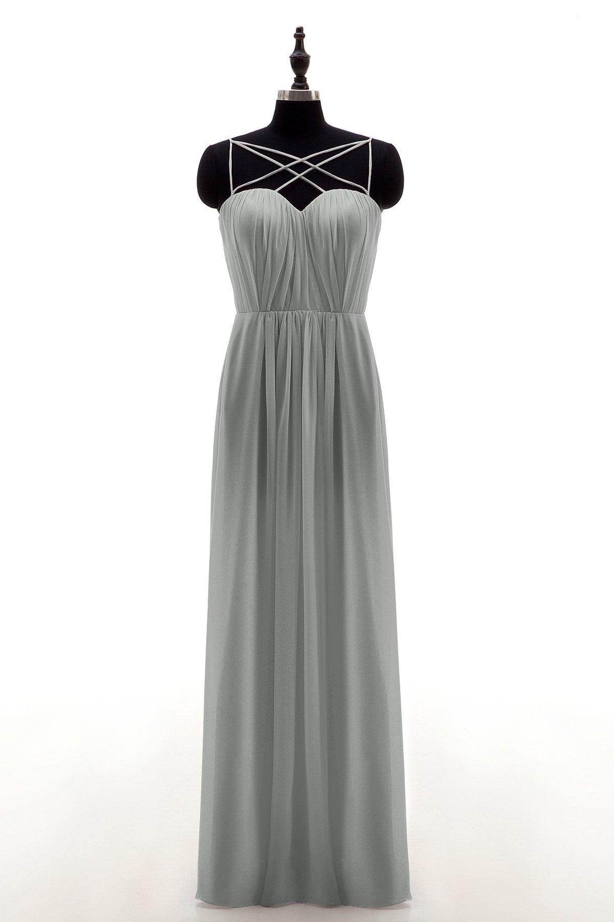 Sheath-Column Floor Length Chiffon Bridesmaid Dress NB3315