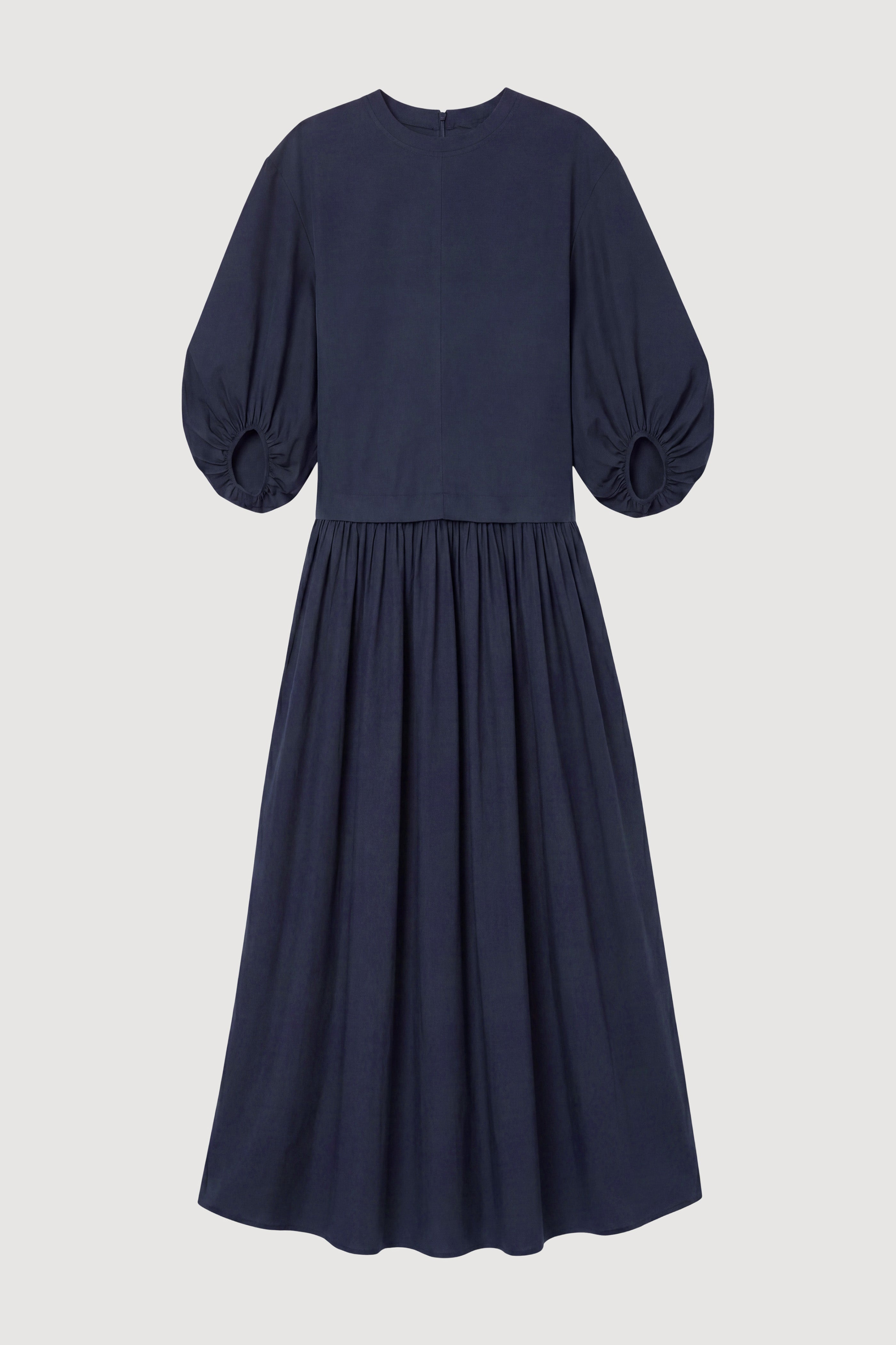 Octavia Balloon-Sleeve Shirred Dress