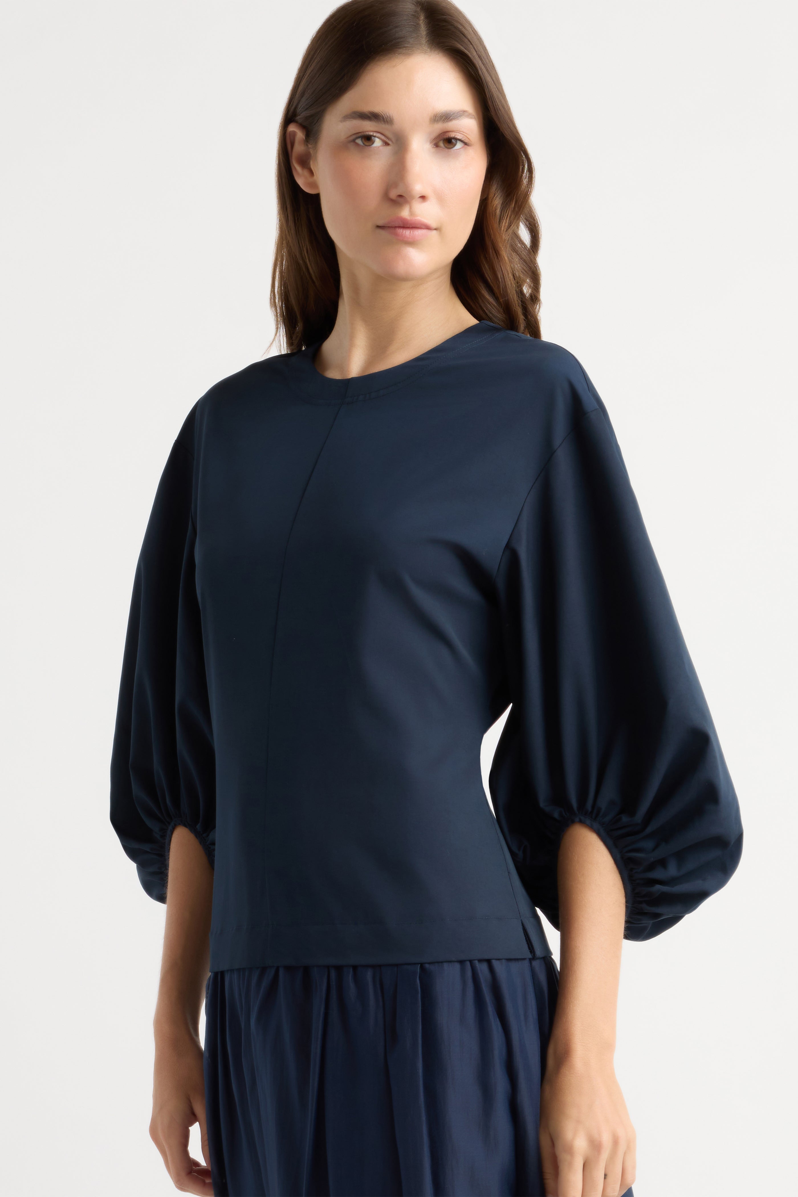 Octavia Balloon-Sleeve Shirred Dress