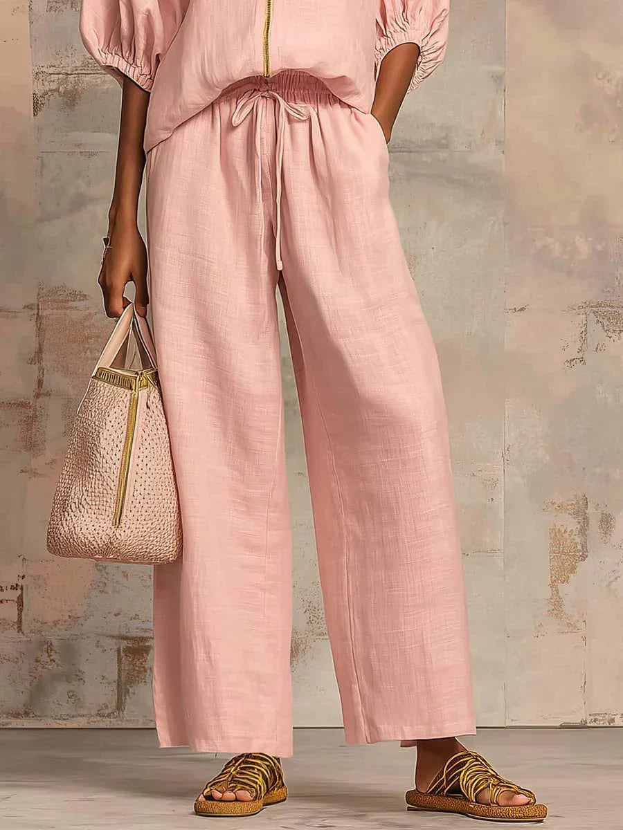 Ainsley | Relaxed Button-Up Shirt and Wide-Leg Pants Co-Ord Set