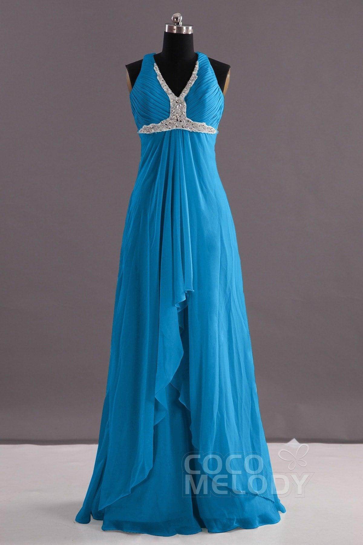 Sheath-Column Floor Length Chiffon Evening Dress COEF14001