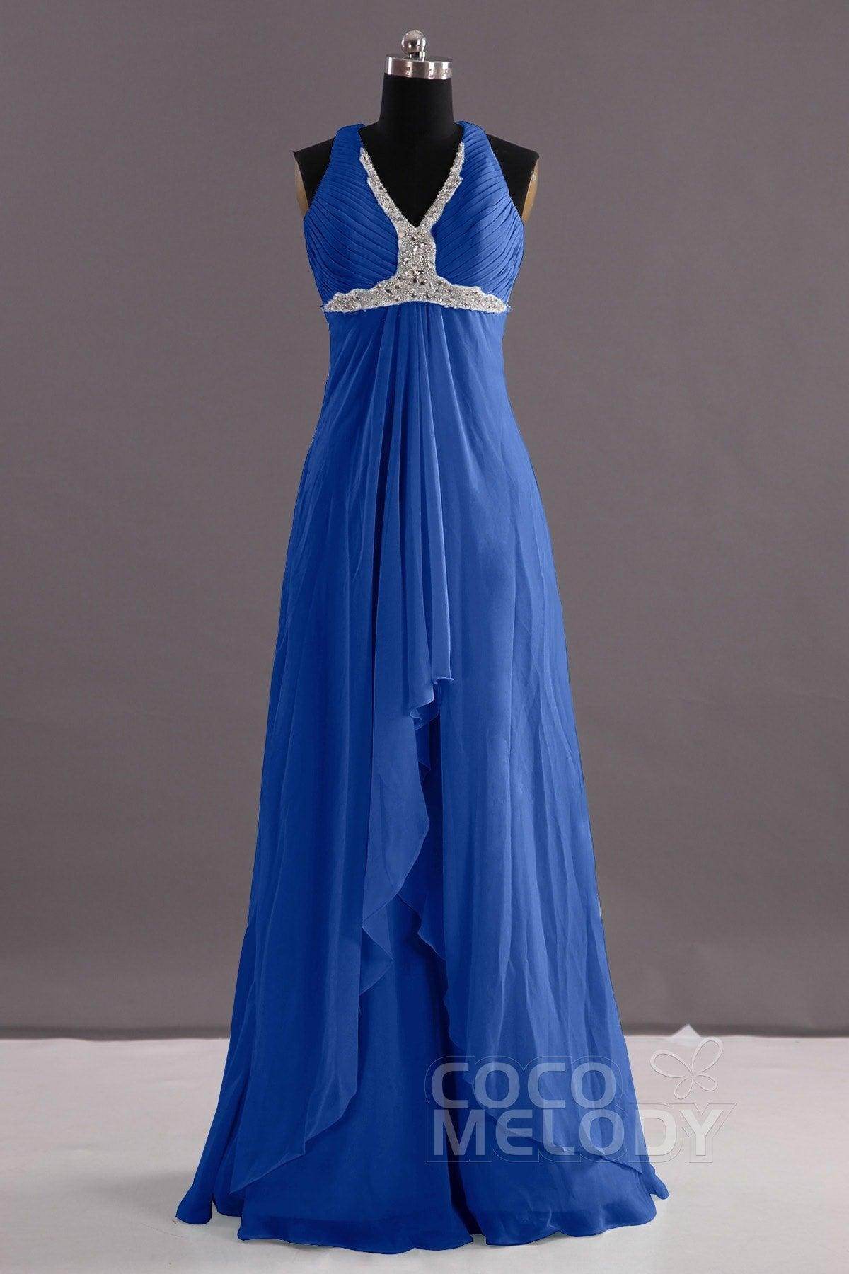 Sheath-Column Floor Length Chiffon Evening Dress COEF14001