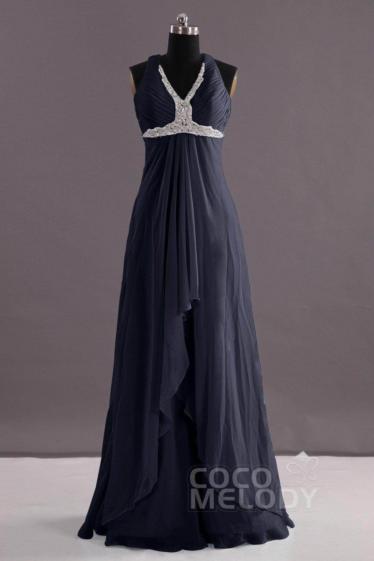 Sheath-Column Floor Length Chiffon Evening Dress COEF14001