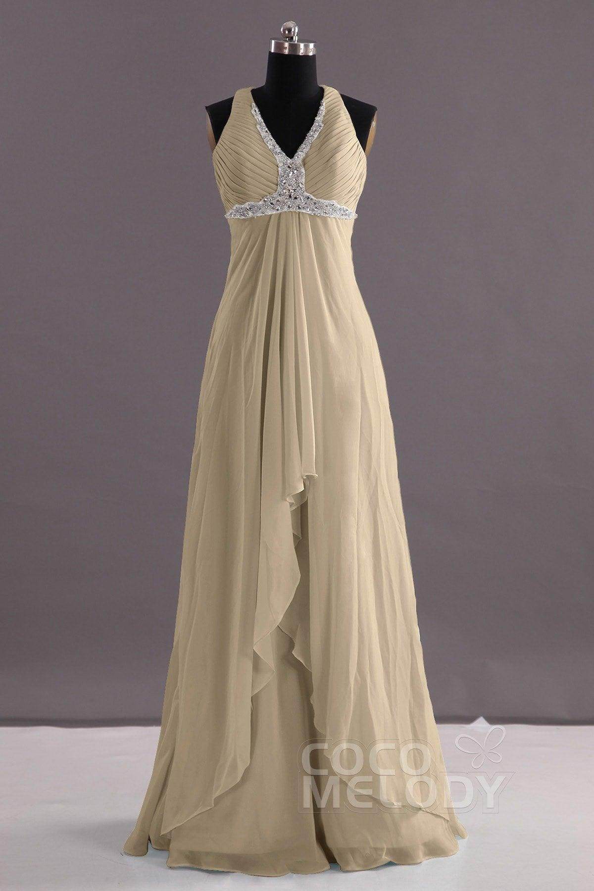 Sheath-Column Floor Length Chiffon Evening Dress COEF14001