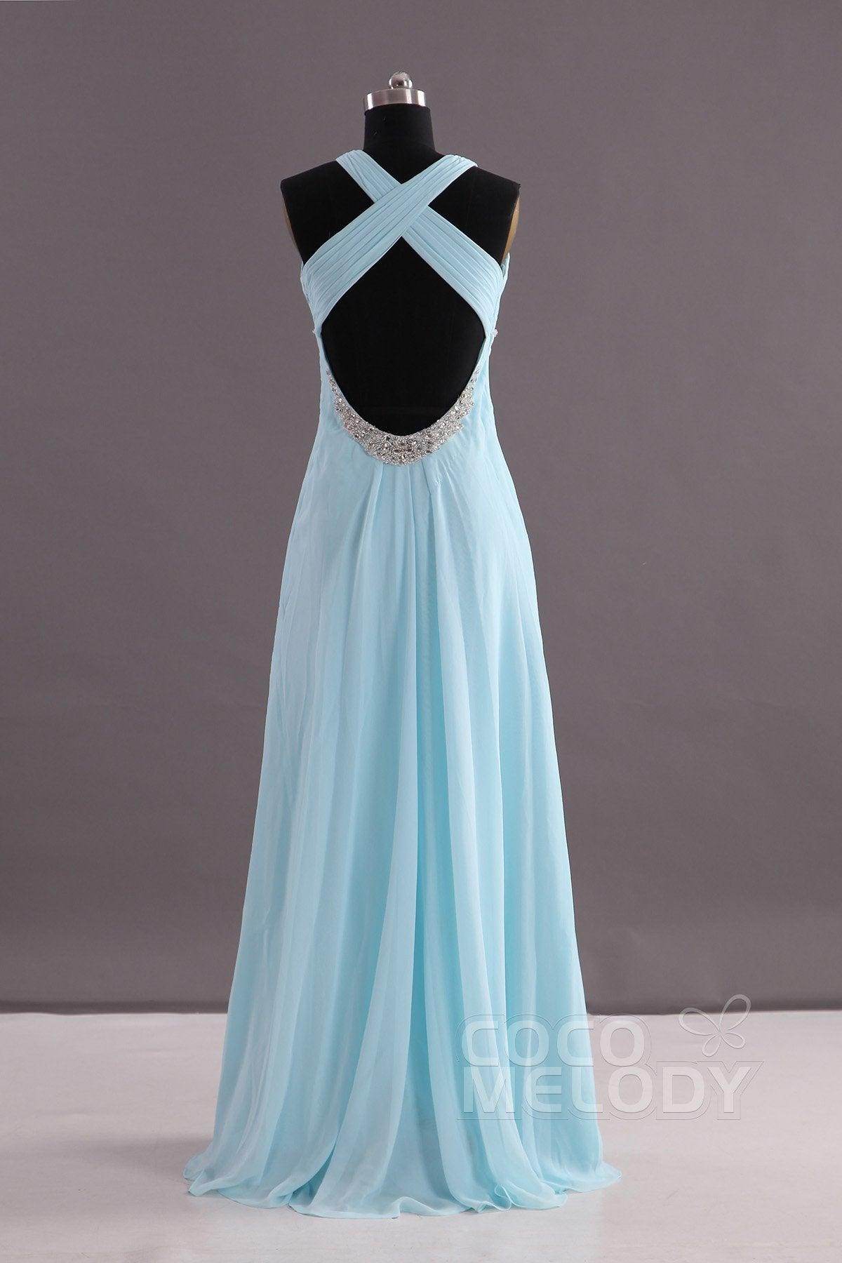 Sheath-Column Floor Length Chiffon Evening Dress COEF14001
