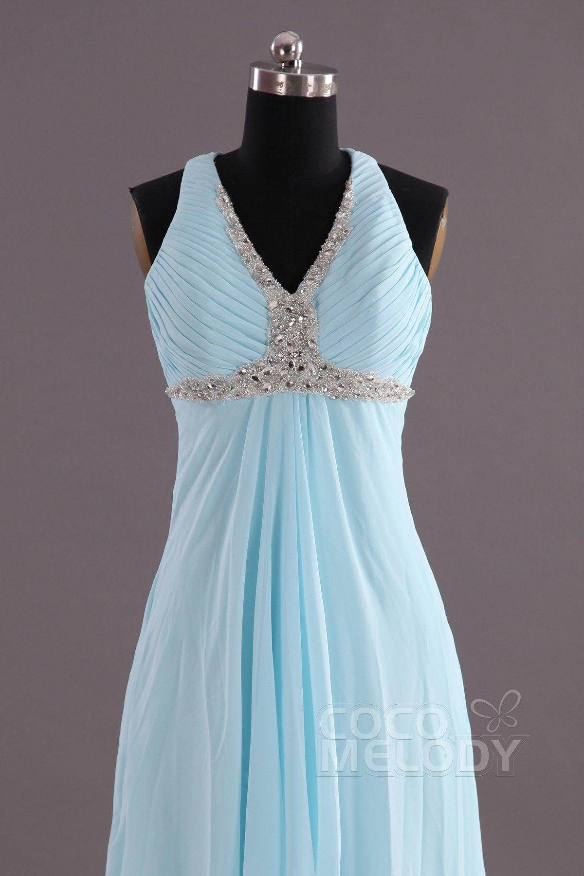 Sheath-Column Floor Length Chiffon Evening Dress COEF14001