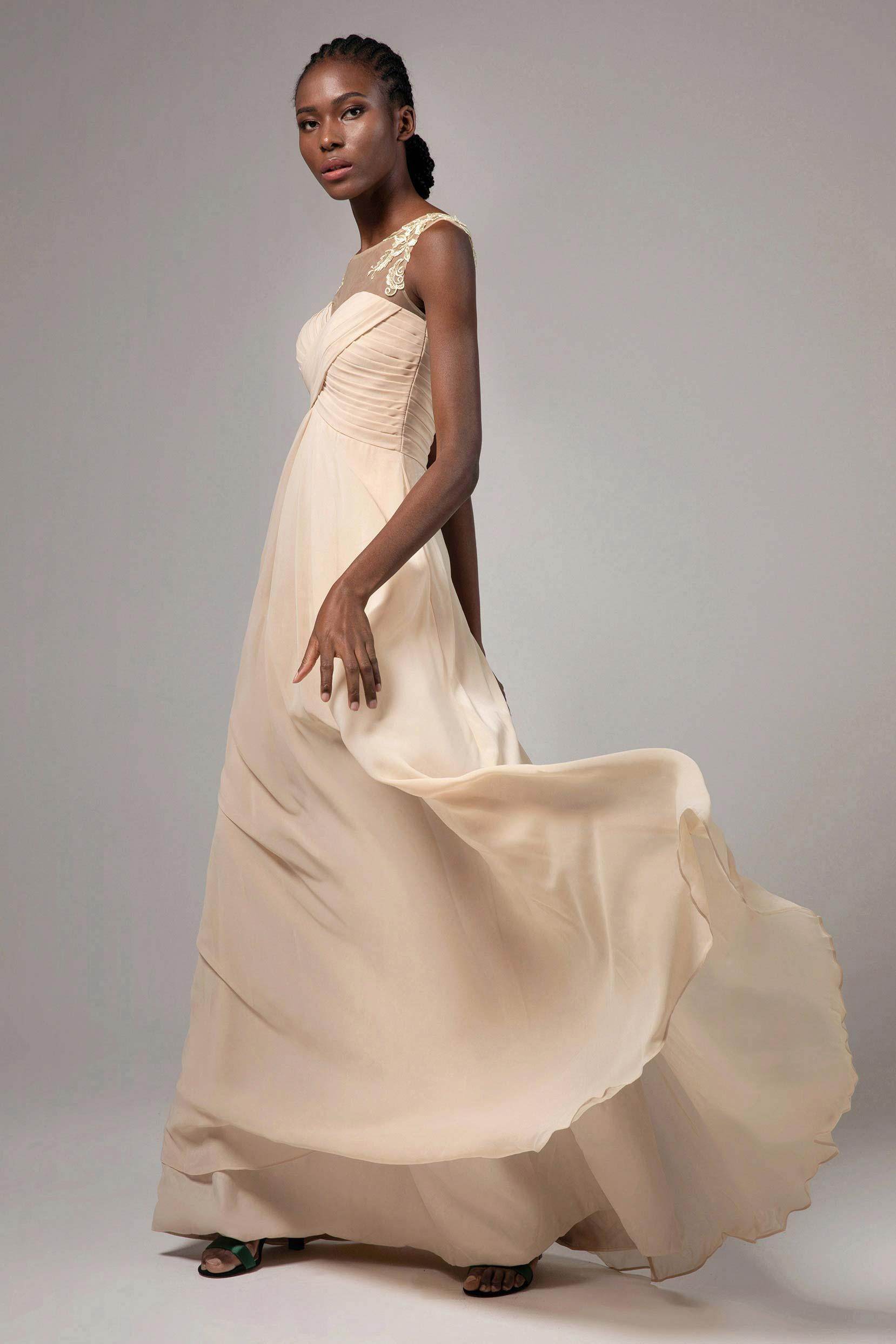 A-Line Floor Length Chiffon Bridesmaid Dress CB0397