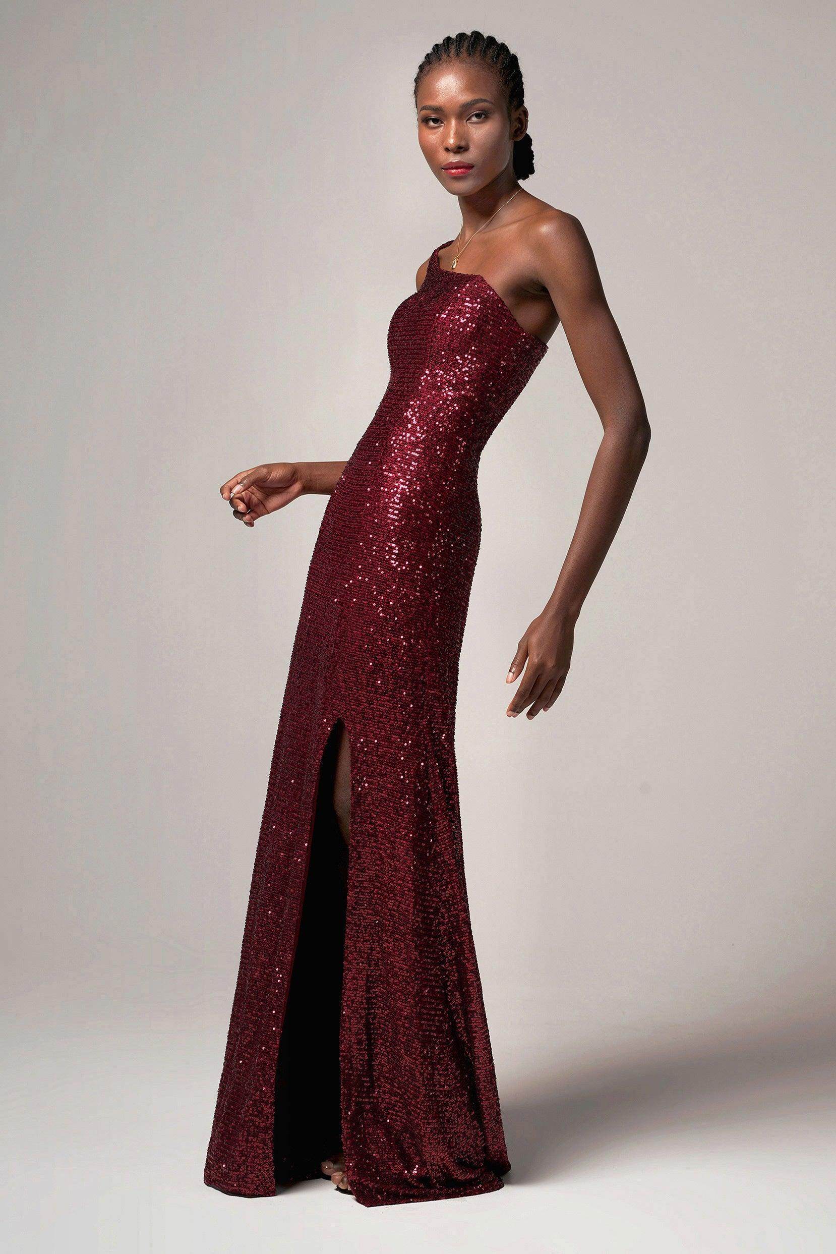 Trumpet-Mermaid Sweep-Brush Train Sequined Dress CB0406